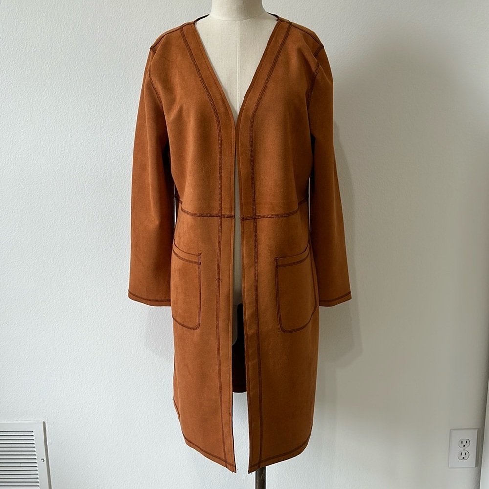 Solitaire Faux Suede Car Coat